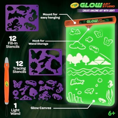 Crayola Glow Art Studio: Light-up drawing pad - Mess-free glowing art - Artistic playtime set - Interactive drawing toy