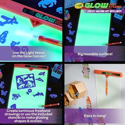 Crayola Glow Art Studio: Light-up drawing pad - Mess-free glowing art - Artistic playtime set - Interactive drawing toy