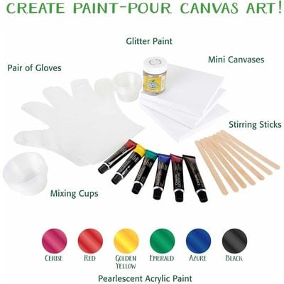 Crayola Signature Make Your Own Paint Pour Canvas Art : Pour painting activity - Canvas painting kit - Artistic pouring set