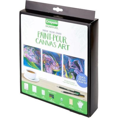 Crayola Signature Make Your Own Paint Pour Canvas Art : Pour painting activity - Canvas painting kit - Artistic pouring set