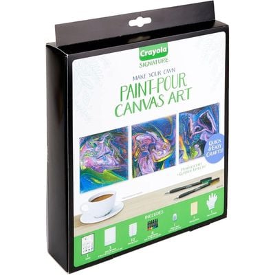 Crayola Signature Make Your Own Paint Pour Canvas Art : Pour painting activity - Canvas painting kit - Artistic pouring set