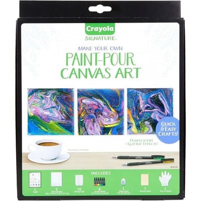 Crayola Signature Make Your Own Paint Pour Canvas Art : Pour painting activity - Canvas painting kit - Artistic pouring set