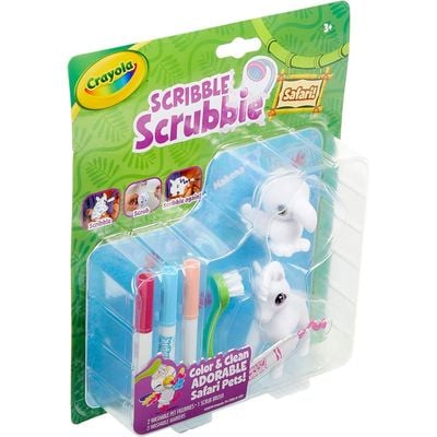 Crayola Scribble Scrubbie Safari Pack of 2 Toucan Zebra: Mess-free coloring animals - Safari animal figurines - Washable markers