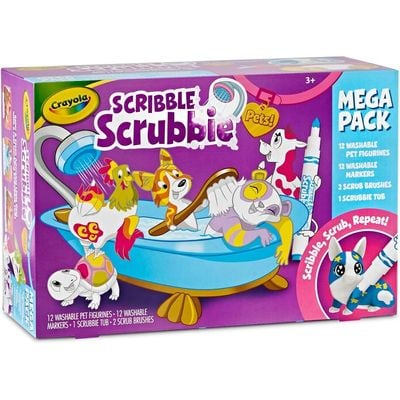 Crayola Scribble Scrubbie Mega Set: Washable markers - Interactive toy animals - Artistic playtime set - Coloring and washing fun