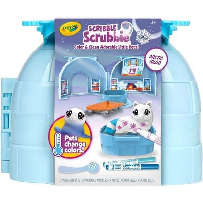 Crayola Scribble Scrubbie Arctic Igloo: Mess-free coloring animals - Washable markers - Interactive toy animals 