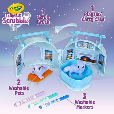 Crayola Scribble Scrubbie Arctic Igloo: Mess-free coloring animals - Washable markers - Interactive toy animals 