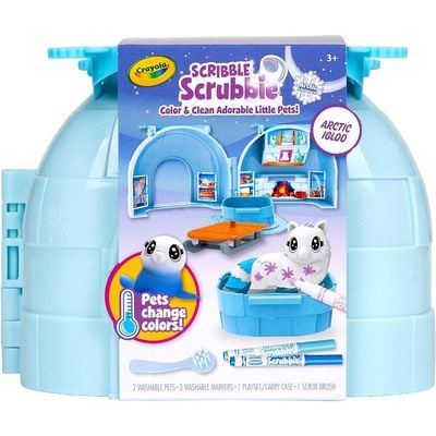 Crayola Scribble Scrubbie Arctic Igloo: Mess-free coloring animals - Washable markers - Interactive toy animals 