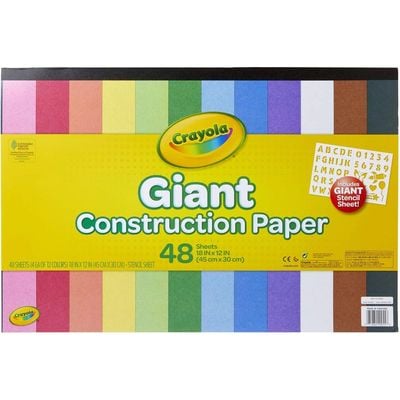 Crayola Giant Construction Paper with Stencils: Large-sized paper sheets - Stencil drawing kit - Coloring and drawing paper