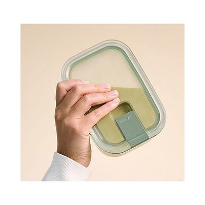 Mepal - Glass food container EasyClip - Glass food containers with lids - Click closure - Suitable for the microwave, steamer, oven, refrigerator & freezer - Airtight & leakproof - 450 ml - Nordic Sage