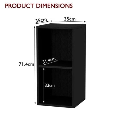 Mahmayi Wooden Storage Display Shelves 2-Tier Freestanding, Box Shelves, Top Shelf for Decoration Ideal for Storing and Displaying your possessions - Black