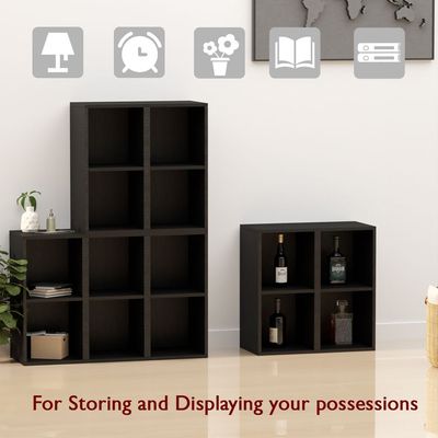 Mahmayi Wooden Storage Display Shelves 2-Tier Freestanding, Box Shelves, Top Shelf for Decoration Ideal for Storing and Displaying your possessions - Black