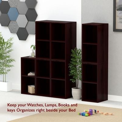 Mahmayi Wooden Storage Display Shelves 2-Tier Freestanding, Box Shelves, Top Shelf for Decoration Ideal for Storing and Displaying your possessions - Dark Walnut