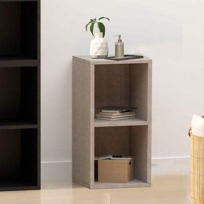 Mahmayi Wooden Storage Display Shelves 2-Tier Freestanding, Box Shelves, Top Shelf for Decoration Ideal for Storing and Displaying your possessions - Light Concrete