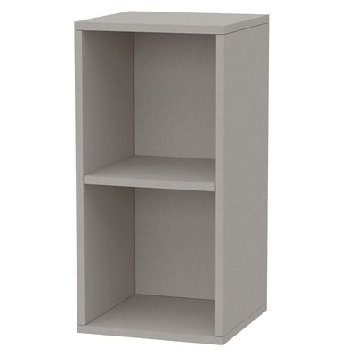 Mahmayi Wooden Storage Display Shelves 2-Tier Freestanding, Box Shelves, Top Shelf for Decoration Ideal for Storing and Displaying your possessions - Light Grey