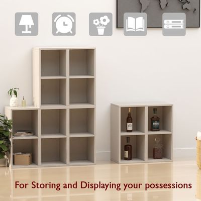 Mahmayi Wooden Storage Display Shelves 2-Tier Freestanding, Box Shelves, Top Shelf for Decoration Ideal for Storing and Displaying your possessions - Light Grey