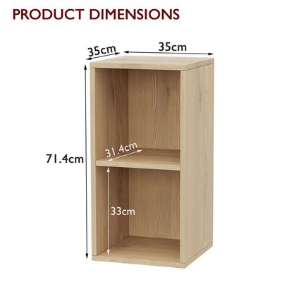 Mahmayi Wooden Storage Display Shelves 2-Tier Freestanding, Box Shelves, Top Shelf for Decoration Ideal for Storing and Displaying your possessions - Light Imperia