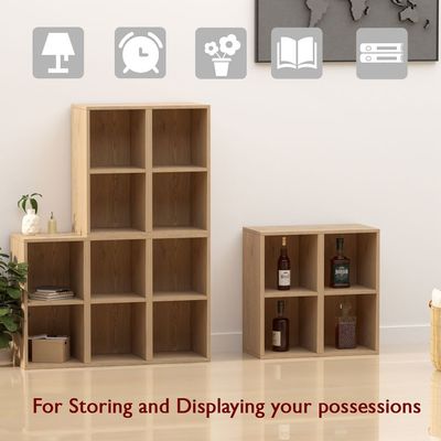 Mahmayi Wooden Storage Display Shelves 2-Tier Freestanding, Box Shelves, Top Shelf for Decoration Ideal for Storing and Displaying your possessions - Light Imperia