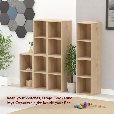 Mahmayi Wooden Storage Display Shelves 2-Tier Freestanding, Box Shelves, Top Shelf for Decoration Ideal for Storing and Displaying your possessions - Light Imperia