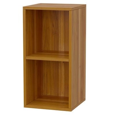 Mahmayi Wooden Storage Display Shelves 2-Tier Freestanding, Box Shelves, Top Shelf for Decoration Ideal for Storing and Displaying your possessions - Light Walnut