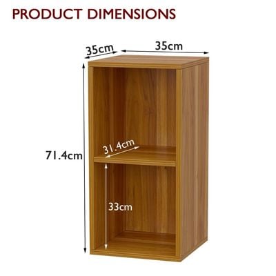 Mahmayi Wooden Storage Display Shelves 2-Tier Freestanding, Box Shelves, Top Shelf for Decoration Ideal for Storing and Displaying your possessions - Light Walnut