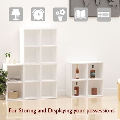 Mahmayi Wooden Storage Display Shelves 2-Tier Freestanding, Box Shelves, Top Shelf for Decoration Ideal for Storing and Displaying your possessions - White