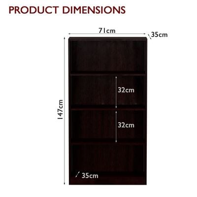 Mahmayi Wooden Storage Display Shelves 4-Tier Freestanding, Top Shelf for Decoration Ideal for Storing and Displaying your possessions - Dark Walnut