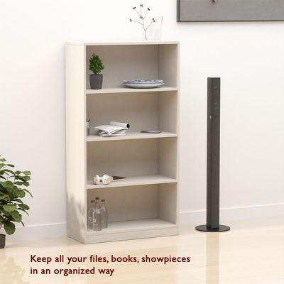 Mahmayi Wooden Storage Display Shelves 4-Tier Freestanding, Top Shelf for Decoration Ideal for Storing and Displaying your possessions - Light Concrete