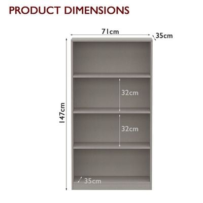 Mahmayi Wooden Storage Display Shelves 4-Tier Freestanding, Top Shelf for Decoration Ideal for Storing and Displaying your possessions - Light Concrete