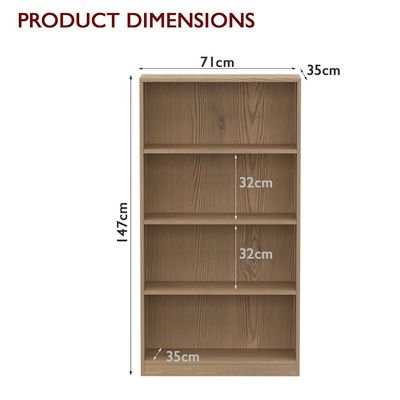 Mahmayi Wooden Storage Display Shelves 4-Tier Freestanding, Top Shelf for Decoration Ideal for Storing and Displaying your possessions - Light Imperia