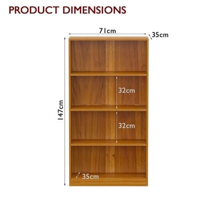 Mahmayi Wooden Storage Display Shelves 4-Tier Freestanding, Top Shelf for Decoration Ideal for Storing and Displaying your possessions - Light Walnut