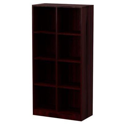 Mahmayi Wooden Display Shelves with 8 Storage Compartment, Freestanding, Top Shelf for Decoration Ideal for Storing Book, Files, Showpieces - Dark Walnut