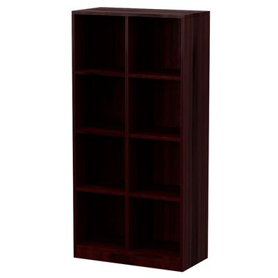 Mahmayi Wooden Display Shelves with 8 Storage Compartment, Freestanding, Top Shelf for Decoration Ideal for Storing Book, Files, Showpieces - Dark Walnut