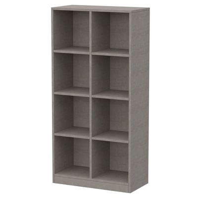 Mahmayi Wooden Display Shelves with 8 Storage Compartment, Freestanding, Top Shelf for Decoration Ideal for Storing Book, Files, Showpieces - Light Concrete