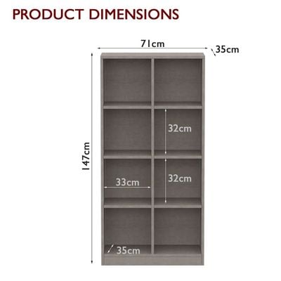 Mahmayi Wooden Display Shelves with 8 Storage Compartment, Freestanding, Top Shelf for Decoration Ideal for Storing Book, Files, Showpieces - Light Concrete