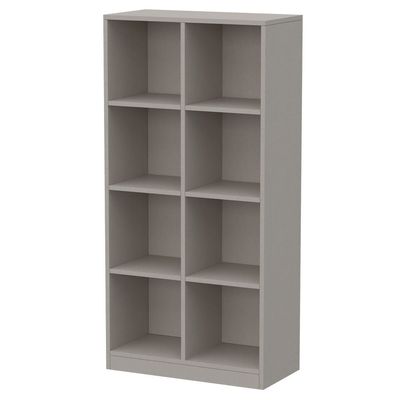 Mahmayi Wooden Display Shelves with 8 Storage Compartment, Freestanding, Top Shelf for Decoration Ideal for Storing Book, Files, Showpieces - Light Grey