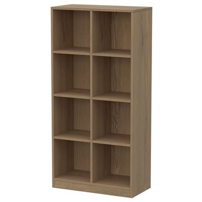 Mahmayi Wooden Display Shelves with 8 Storage Compartment, Freestanding, Top Shelf for Decoration Ideal for Storing Book, Files, Showpieces - Light Imperia