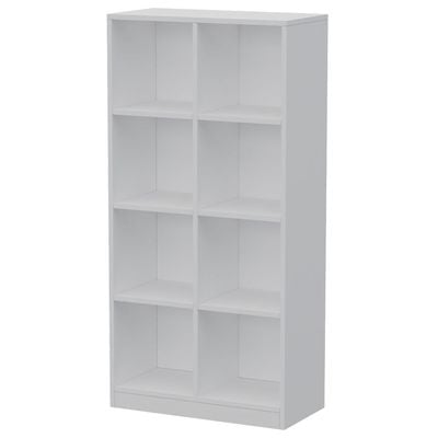 Mahmayi Wooden Display Shelves with 8 Storage Compartment, Freestanding, Top Shelf for Decoration Ideal for Storing Book, Files, Showpieces - White