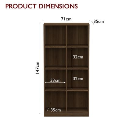 Mahmayi Wooden Display Shelves with 8 Storage Compartment, Freestanding, Top Shelf for Decoration Ideal for Storing Book, Files, Showpieces - Zabrano