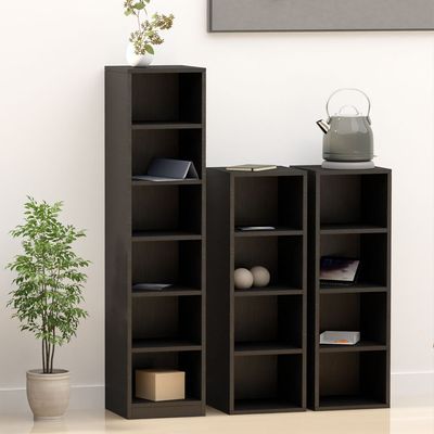Mahmayi Wooden Storage Display Shelves 4-Tier Freestanding, Box Shelves, Top Shelf for Decoration Ideal for Storing and Displaying your possessions - Black