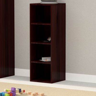 Mahmayi Wooden Storage Display Shelves 4-Tier Freestanding, Box Shelves, Top Shelf for Decoration Ideal for Storing and Displaying your possessions - Dark Walnut