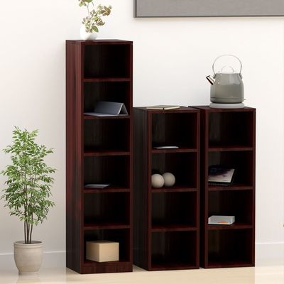 Mahmayi Wooden Storage Display Shelves 4-Tier Freestanding, Box Shelves, Top Shelf for Decoration Ideal for Storing and Displaying your possessions - Dark Walnut