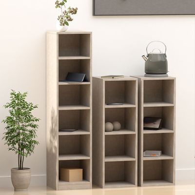 Mahmayi Wooden Storage Display Shelves 4-Tier Freestanding, Box Shelves, Top Shelf for Decoration Ideal for Storing and Displaying your possessions - Light Concrete