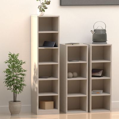 Mahmayi Wooden Storage Display Shelves 4-Tier Freestanding, Box Shelves, Top Shelf for Decoration Ideal for Storing and Displaying your possessions - Light Grey