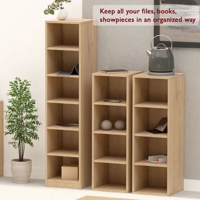 Mahmayi Wooden Storage Display Shelves 4-Tier Freestanding, Box Shelves, Top Shelf for Decoration Ideal for Storing and Displaying your possessions - Light Imperia