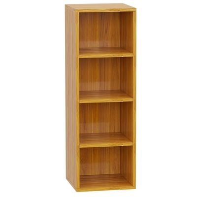 Mahmayi Wooden Storage Display Shelves 4-Tier Freestanding, Box Shelves, Top Shelf for Decoration Ideal for Storing and Displaying your possessions - Light Walnut