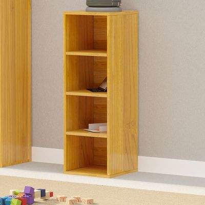 Mahmayi Wooden Storage Display Shelves 4-Tier Freestanding, Box Shelves, Top Shelf for Decoration Ideal for Storing and Displaying your possessions - Light Walnut