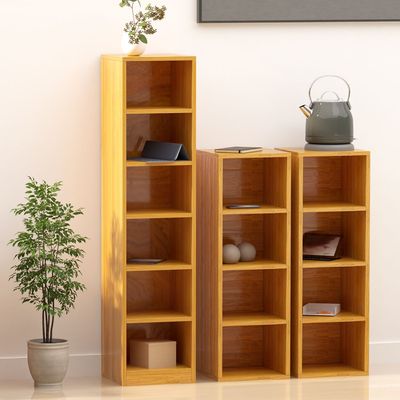 Mahmayi Wooden Storage Display Shelves 4-Tier Freestanding, Box Shelves, Top Shelf for Decoration Ideal for Storing and Displaying your possessions - Light Walnut