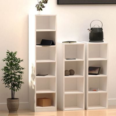 Mahmayi Wooden Storage Display Shelves 4-Tier Freestanding, Box Shelves, Top Shelf for Decoration Ideal for Storing and Displaying your possessions - White