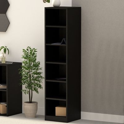 Mahmayi Wooden Storage Display Shelves 6-Tier Freestanding, Box Shelves, Top Shelf for Decoration Ideal for Storing and Displaying your possessions - Black