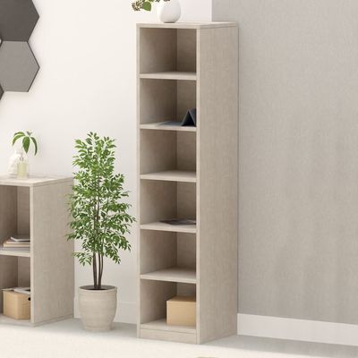 Mahmayi Wooden Storage Display Shelves 6-Tier Freestanding, Box Shelves, Top Shelf for Decoration Ideal for Storing and Displaying your possessions - Light Concrete